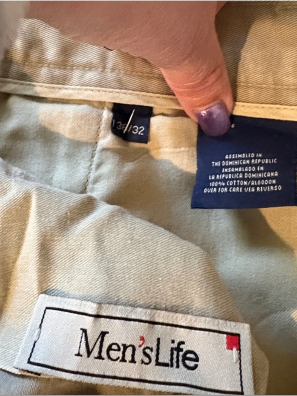 Khaki Cotton Chinos - Tan L 32